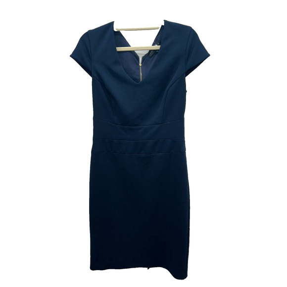 Slate and Willow Womens Sheath Dress Cap Sleeve Back Zip Career Navy Blue Size 6 - Picture 1 of 8